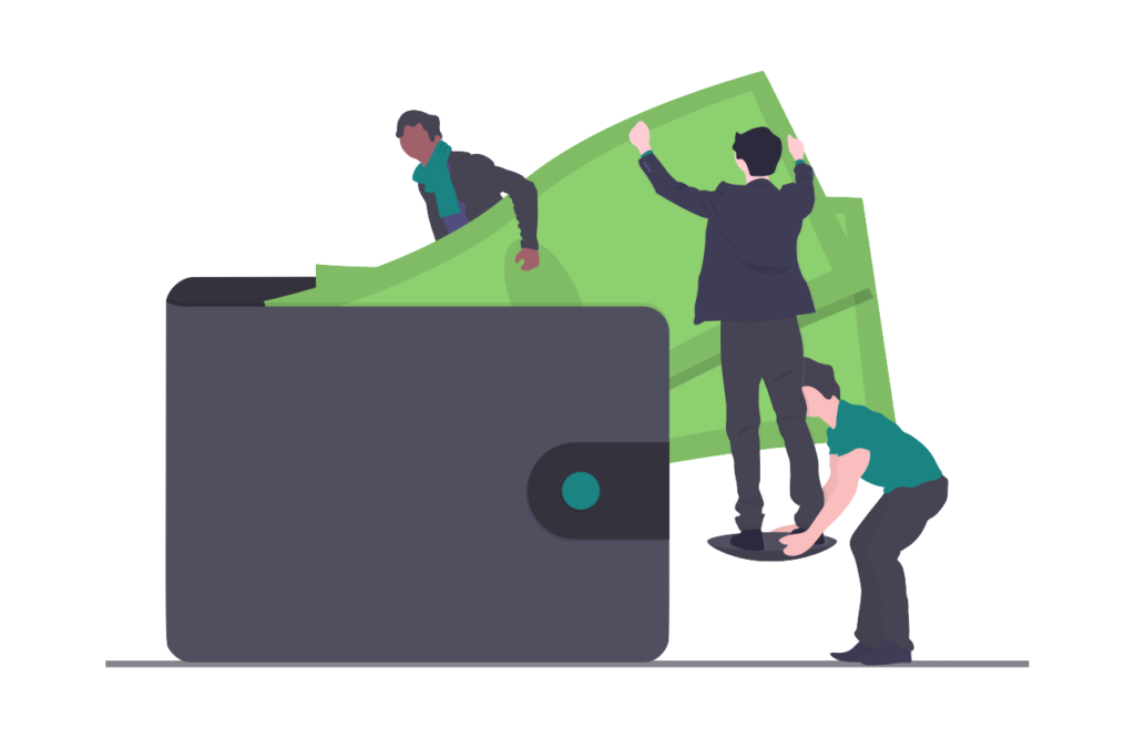 A group of men working together to help people with their credit for extra income.