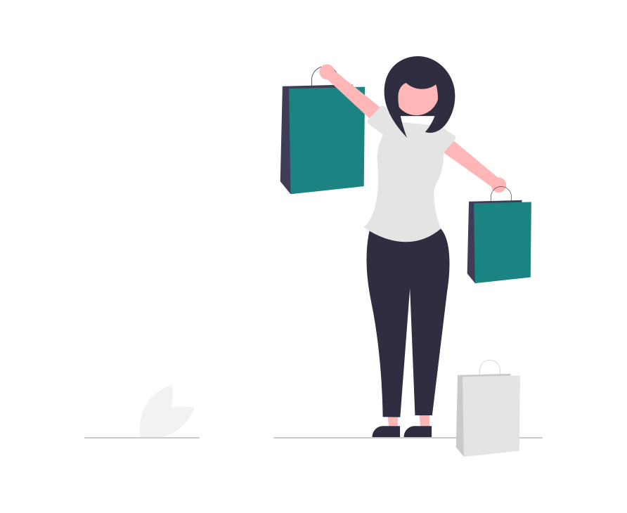 A women with shopping bags showing excitment